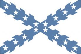 Diseño en azul con estrellas de la Cruz de San Andrés, enseña emblemática de la Hispanidad