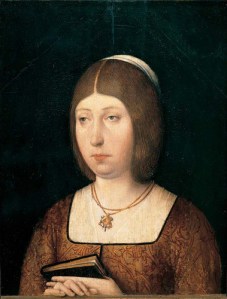 La reina española Isabel la Católica (1451-1504), en un óleo de Juan de Flandes, hacia 1485, Museo del Prado. Isabel escribió en su testamento: "suplico al Rey mi Señor muy afectuosamente, y encargo, y mando á la dicha mi hija, y al dicho Principe su marido, que asi lo hagan, y cumplan, é que este sea su principal fin, y que en ello pongan mucha diligencia: y no consientan ni dén lugar, que los Indios vecinos, y sus Moradores de las dichas Islas, y Tierra Firme ganadas, é por ganar, reciban agravio alguno en sus personas, ni bienes: mas manden que sean bien y justamente tratados"