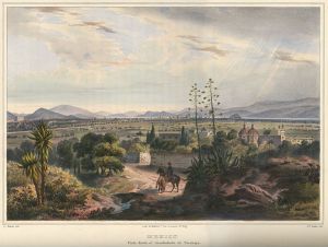 México, visto desde el arzobispado de Tacubaya (1836), litografía de Frédérick Mialhe, a partir de un diseño original de Carl Nebel.