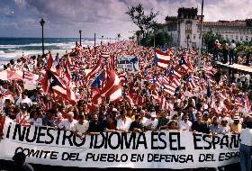 Manifestación multitudinaria en Puerto Rico en defensa del español (enero de 1993).