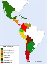 Gobernaciones de la América hispana en el siglo XVIII. La independencia destruyó la unidad política de la América de habla española, pero esta siguió siendo una misma Nación cultural por encima de fronteras políticas estatales.