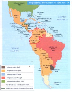 Las independencias americanas: Estados Unidos y Brasil conservaron su unidad y además ampliaron sus respectivos territorios, mientras que Hispanoamérica se fragmentó en pequeñas repúblicas, perdiendo su unidad de tres siglos.