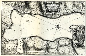 Plano de la Bahía y la Ciudad de Portobelo de la Provincia del Istmo publicado en la Obra Relación Histórica del Viaje a la América Meridional, de Jorge Juan y Antonio de Ulloa (1748).