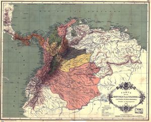 Carta de la República de Colombia dividida por departamentos en 1886. Carta XIII del Atlas geográfico e histórico de la República de Colombia, 1890.