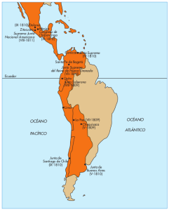 Juntas hispanoamericanas mapa