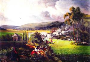 Batalla de los Ejidos de Pasto, obra del cronista y pintor José María Espinosa Prieto (hacia 1850), Museo Nacional de Colombia. Durante las guerras de independencia, Pasto adoptó la causa realista.