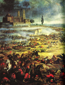Batalla de Puebla, según un óleo anónimo. En los años en que se celebraba el Congreso de Lima, México luchaba por su libertad contra el invasor francés.