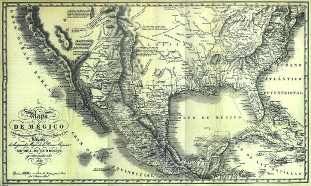 HUMBOLDT, Alejandro de, "Mapa de Mégico y de los Paises confinantes situados al Norte y al Este reducido de la grande mapa de la Nueva España de Mr. A. de Humboldt", en HUMBOLDT, Alejandro de, Ensayo político sobre el Reino de la Nueva España, México, Ed. Porrúa, Col. "Sepan Cuantos...", N. 39, 1973, 696 p., 3 planos y 2 mapas.